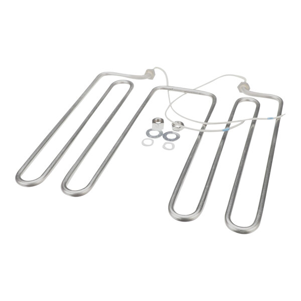 A Giles round stainless steel heating element with wires and screws.