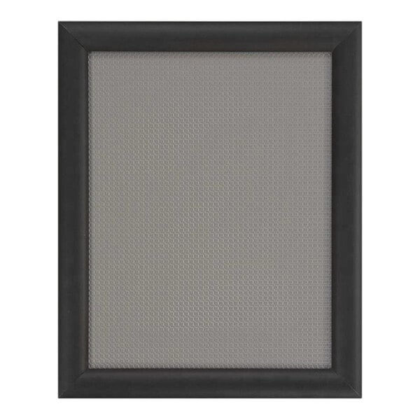A black rectangular United Visual Products snap frame with a white background.