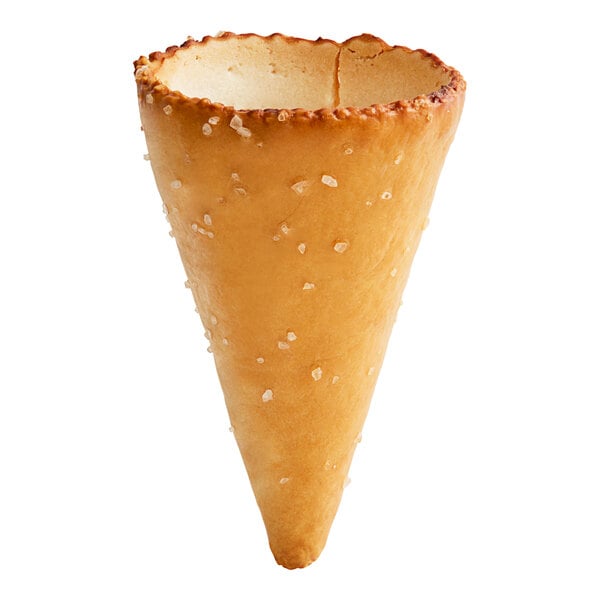 The Cone Guys Pretzel ice cream cones in a cone shape.