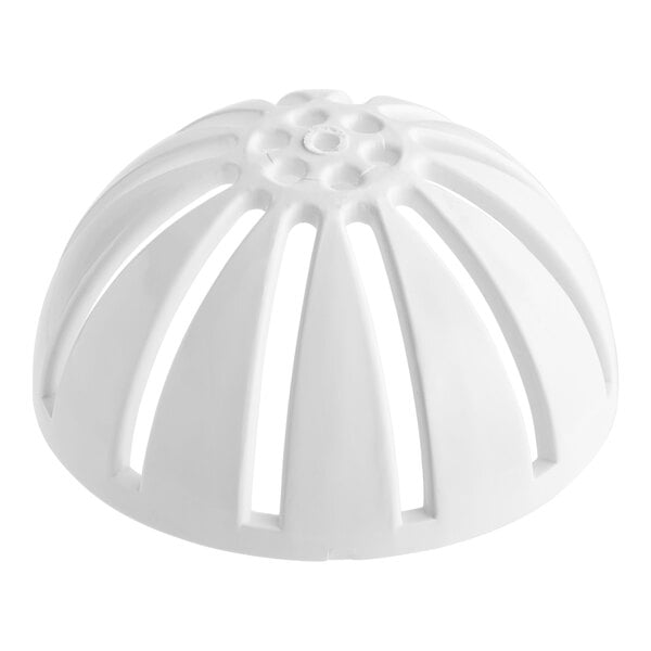 A white plastic dome with holes on a white background.