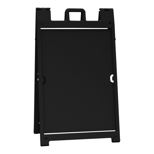 A black rectangular Plasticade A-Frame sign board with white borders.