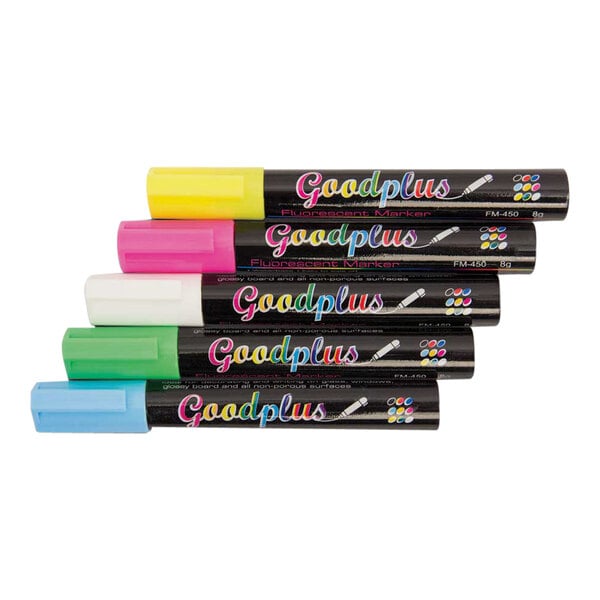 A pack of United Visual Products Goodplus Bright Wet Erase Markers with a variety of colors.