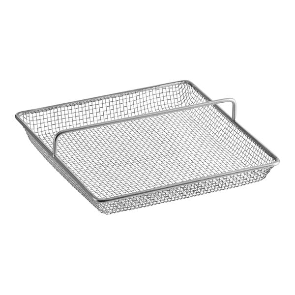 A Sioux Chief stainless steel mesh debris basket with handles.