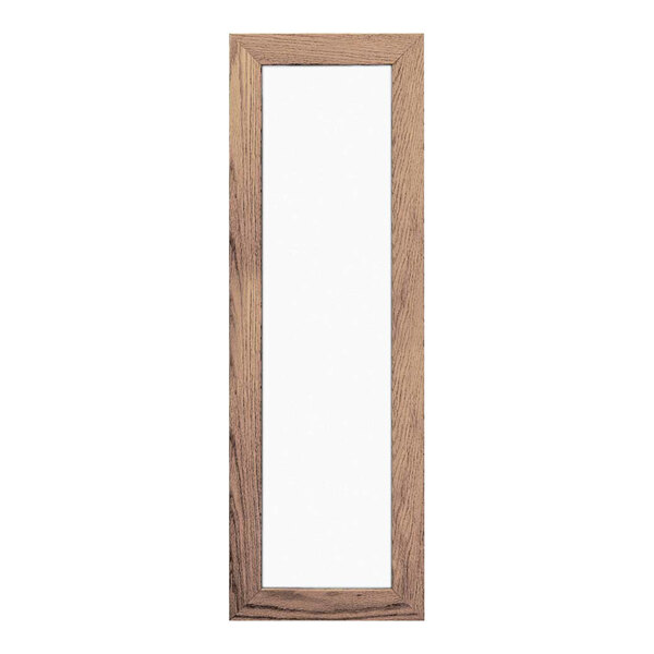 A rectangular wooden frame with a white background.