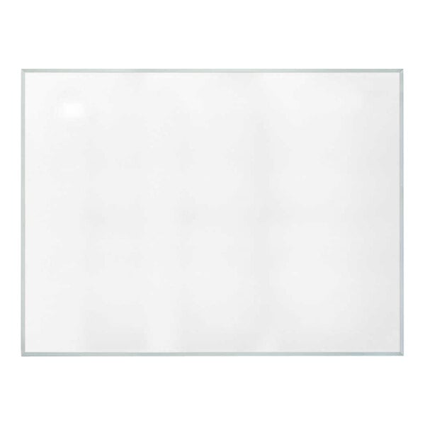 A white board with a silver border.