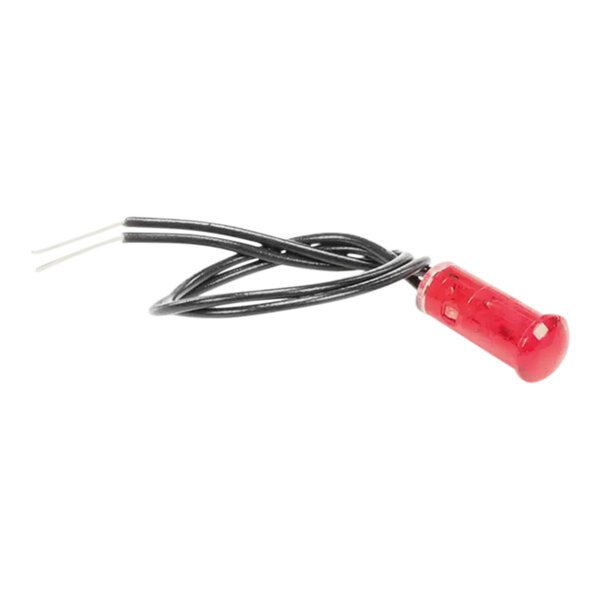 A red Giles 21340 indicator light with black wires.