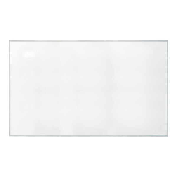A white rectangular dry erase board with a satin aluminum frame.