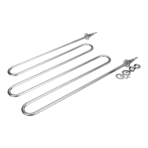 A group of Pitco heating elements with nuts and washers.