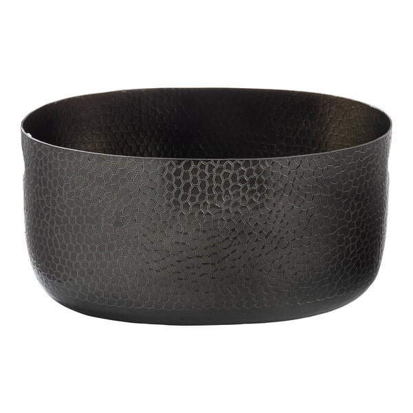 A black aluminum beverage tub with a textured hexagon pattern.