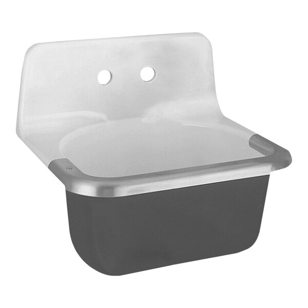 An American Standard enameled cast iron wall-mount service sink with white sink.