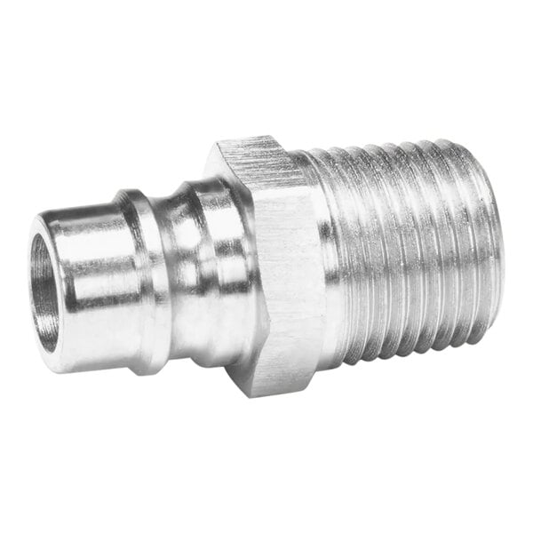 A silver Pitco MNPT nipple connector.