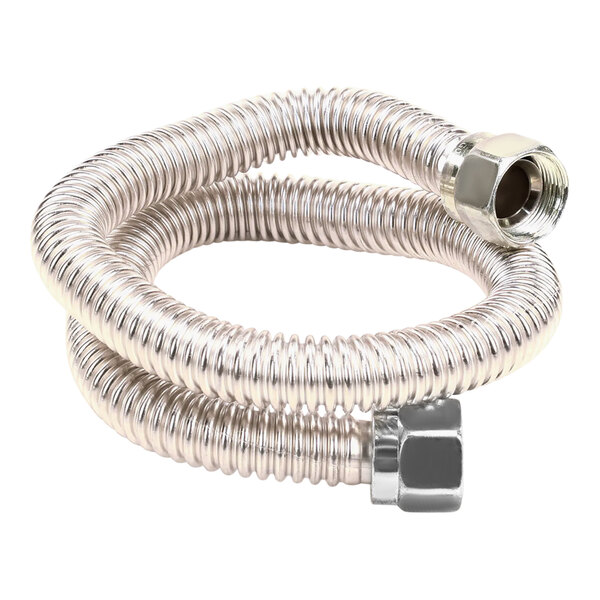 A Pitco stainless steel flexible tubing with fittings.