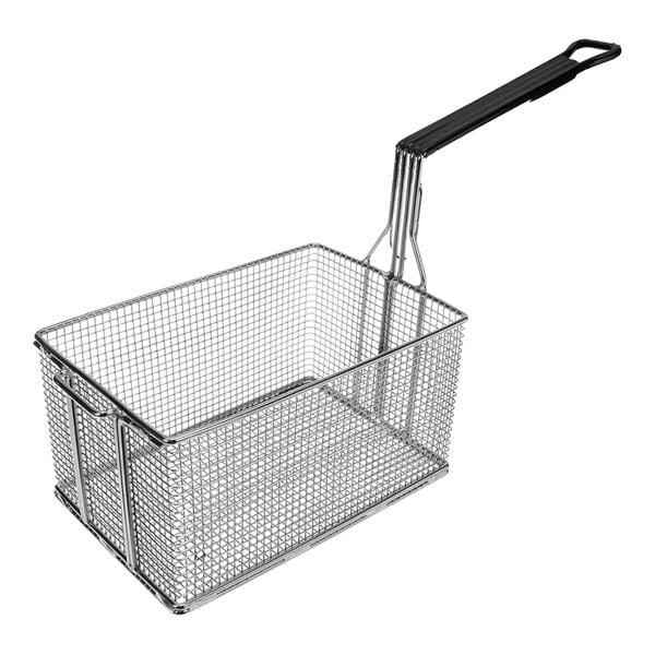 A stainless steel Henny Penny 1/2 size fryer basket with a handle.