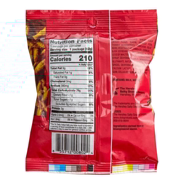 A 1.5 oz bag of Dot's Homestyle Pretzels Original Seasoned Pretzel Twists.
