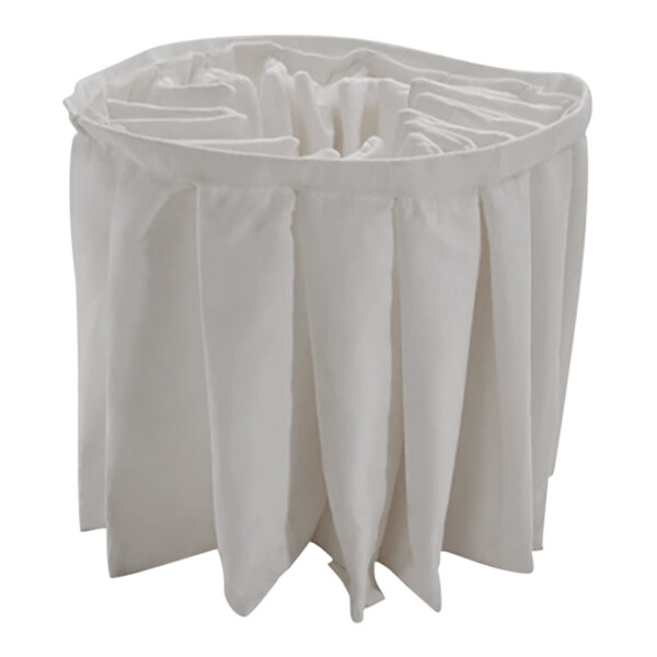 A close-up of a white star-shaped polyester filter with pleats.