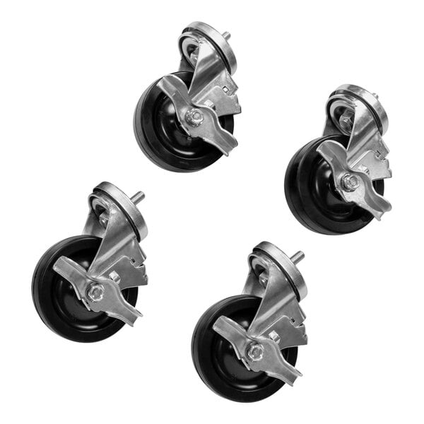 A 4-pack of Pro Smoker black and chrome castors.