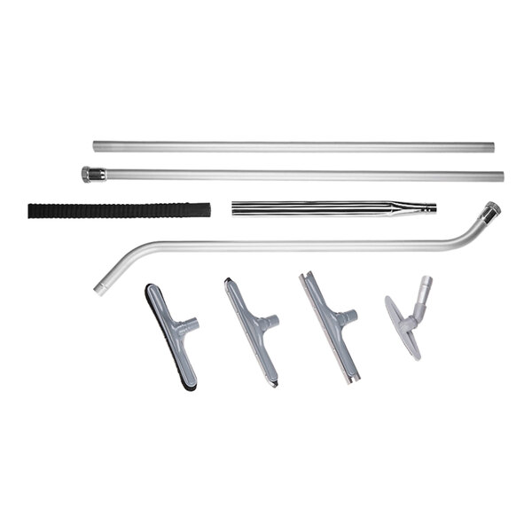 A Goodway Technologies wet/dry vacuum accessory kit with a grey handle and metal tools.