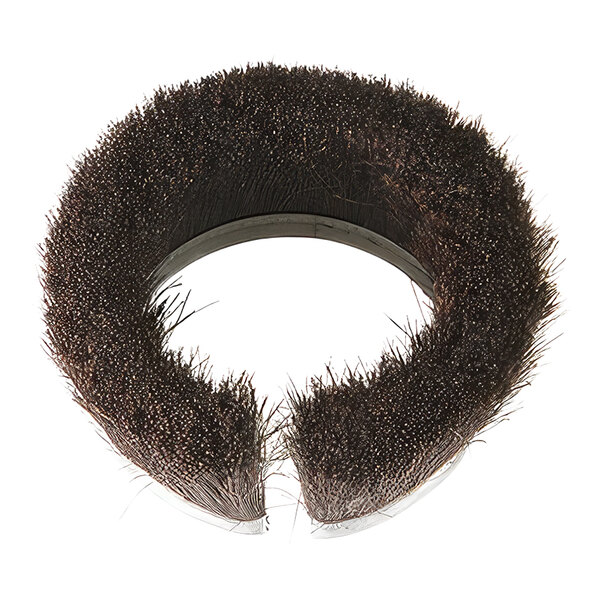 A circular brush with brown bristles.