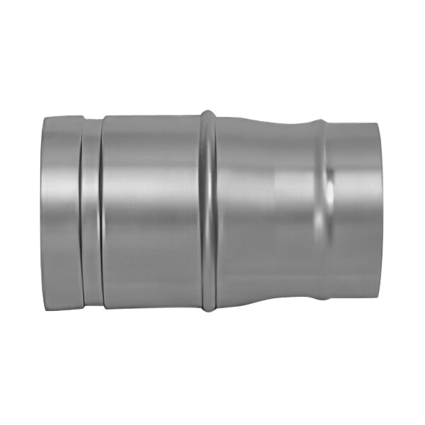 A silver metal hose adapter with a rectangular shape and metal tube.