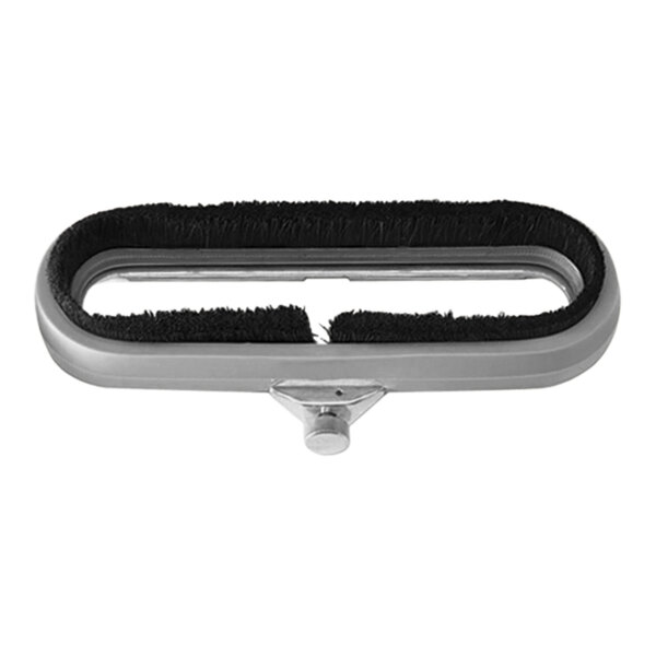 A black brush on a white background with metal accents.