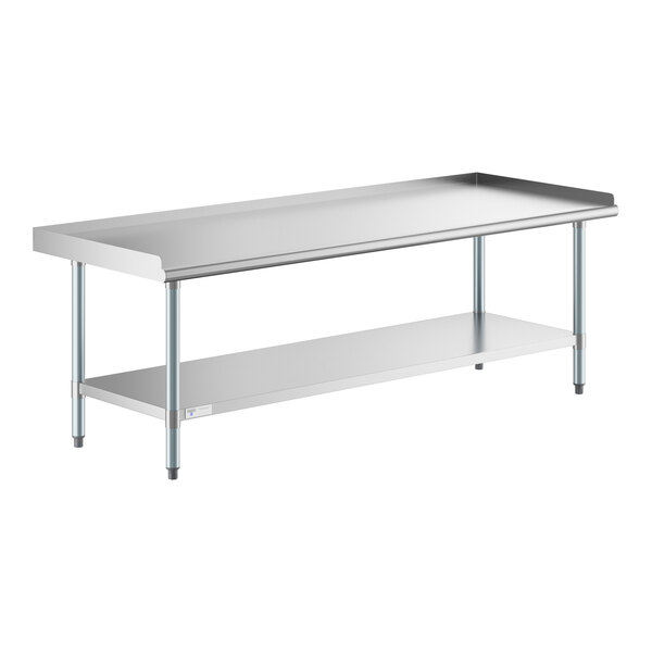 A Steelton stainless steel equipment stand with galvanized steel undershelf and legs.
