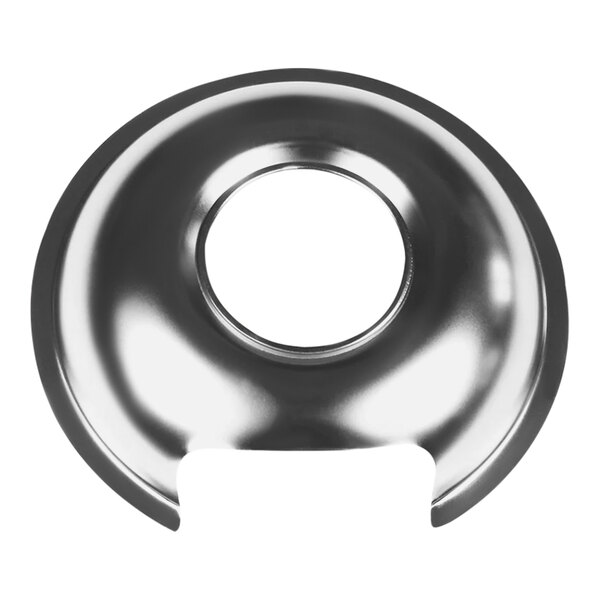 A silver stainless steel Pro Smoker drip pan with a hole in the center.