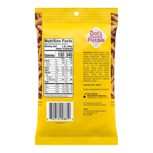 DOT'S HOMESTYLE PRETZELS Honey Mustard Seasoned Pretzel Twists 2.5 oz. - 12/Case