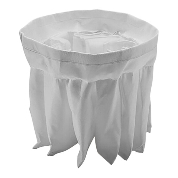 A white cloth pocket filter for a Goodway Technologies vacuum cleaner.
