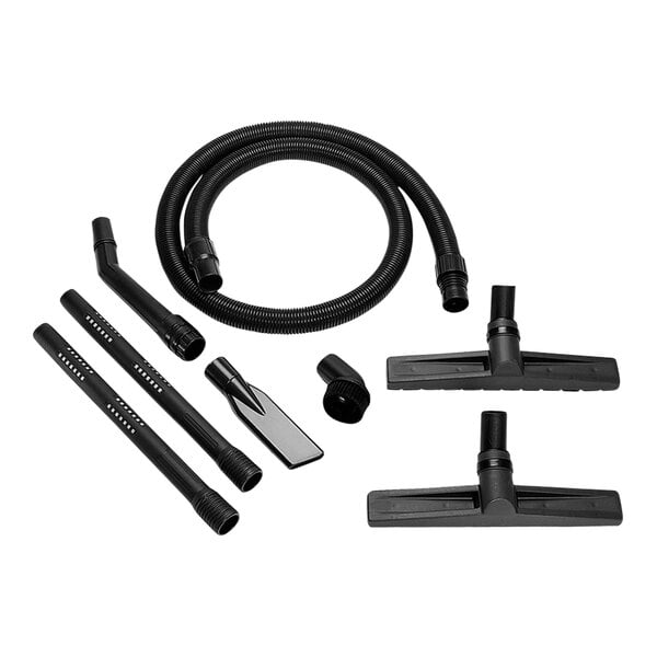 A black Goodway vacuum cleaner accessory kit with hose and attachments.