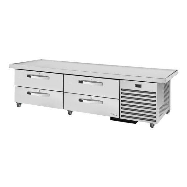 A True stainless steel refrigerated chef base with 4 drawers.