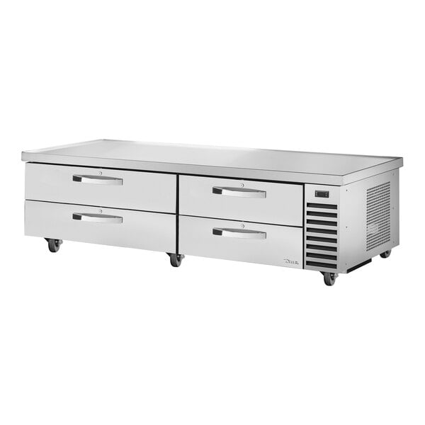 A True stainless steel refrigerated chef base with 4 drawers.