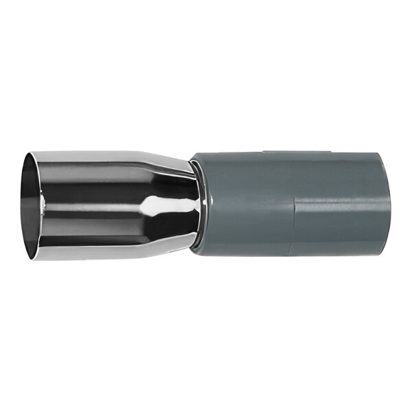 A grey vacuum hose with a silver end.