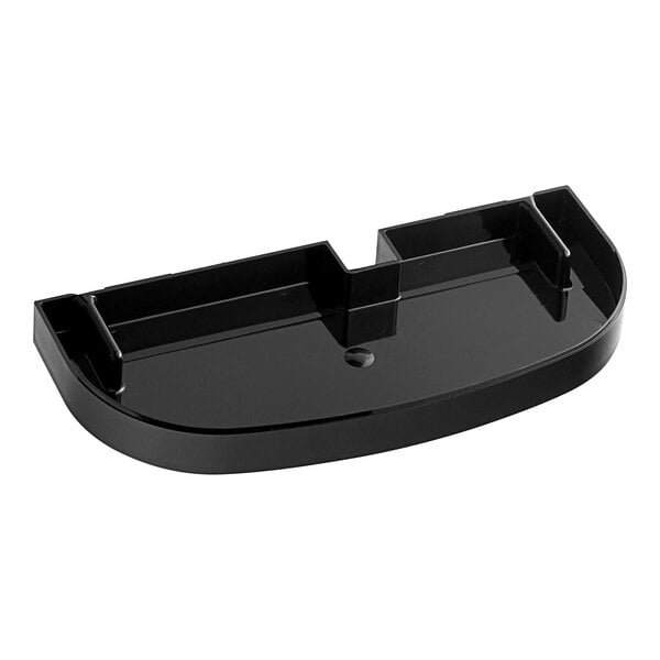 A black plastic Bunn drip tray with two compartments.