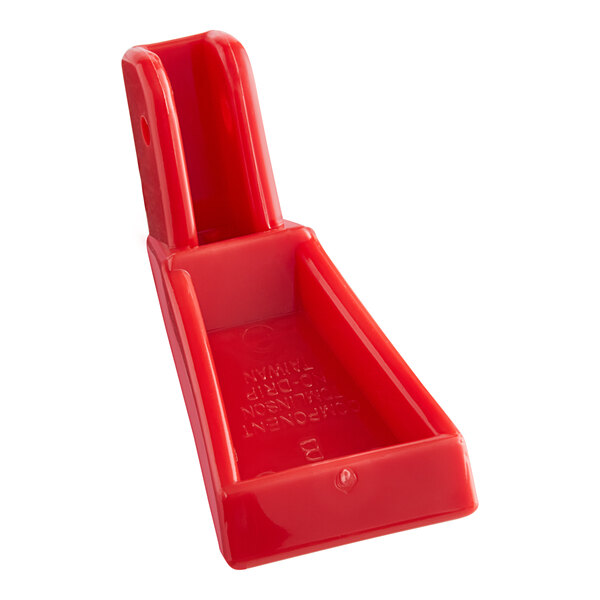 A red plastic Bunn lift faucet handle.