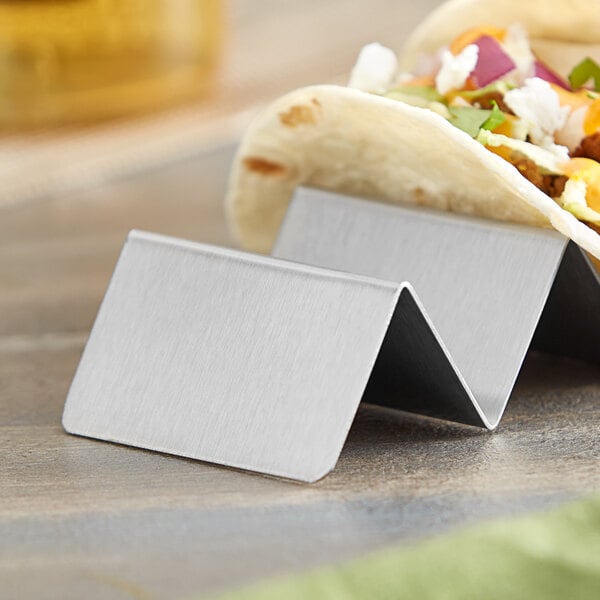 A taco in an American Metalcraft mini taco holder.