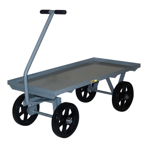 A grey Little Giant steel wagon truck with black rubber wheels.