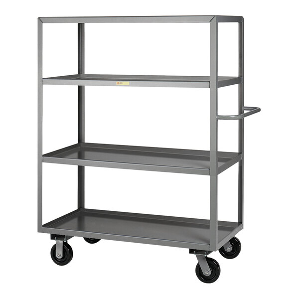 A gray steel Little Giant 4-shelf cart with phenolic wheels.