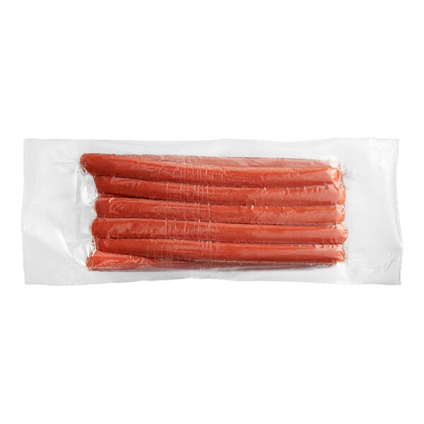 A package of Sabrett skinless beef franks.