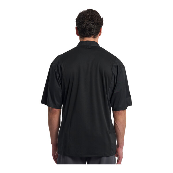 Uncommon Chef Venice Unisex Customizable Black Short Sleeve Chef Coat with Black Mesh Back 0717 - XS
