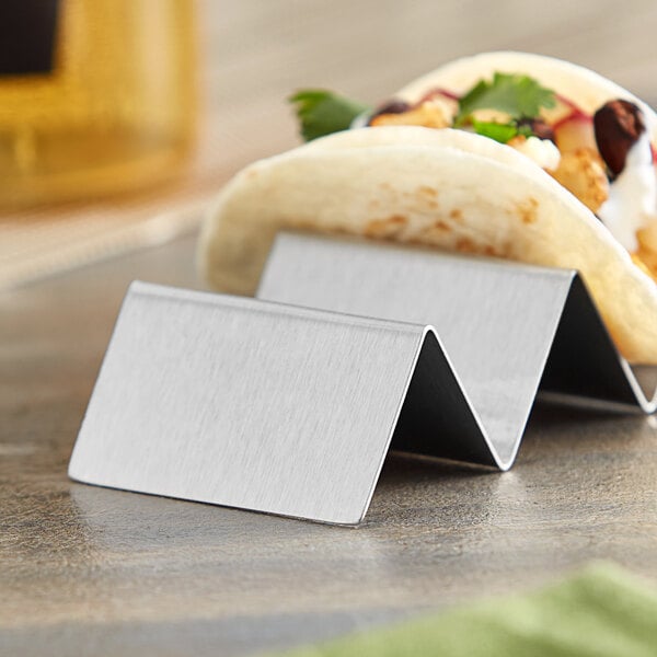 An American Metalcraft Mini Taco Holder on a table.
