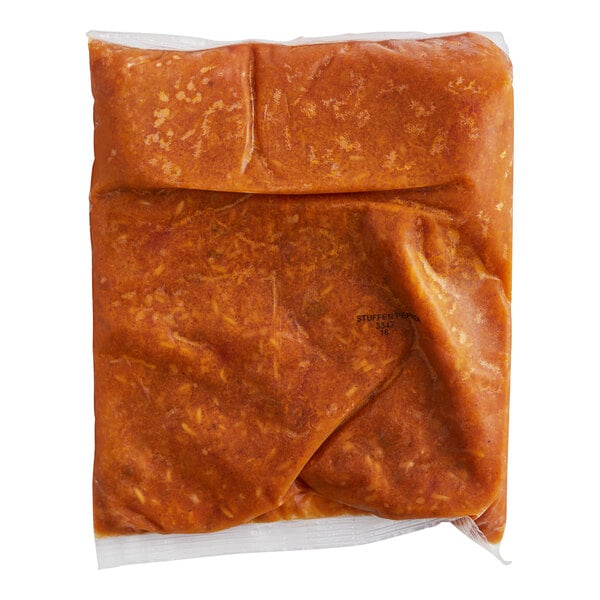 A Vienna Beef plastic bag of Stuffed Pepper Soup with Beef.