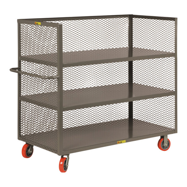 A Little Giant three-tier metal cart with polyurethane wheels.