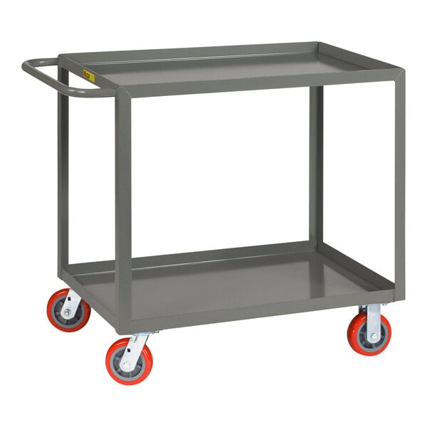 A gray Little Giant service cart with red polyurethane wheels.