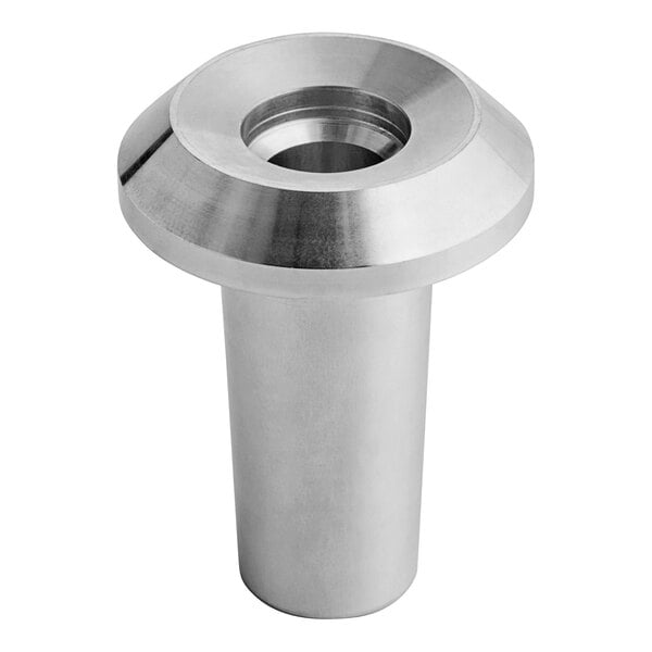 A close-up of a silver stainless steel Garde small onion adapter.