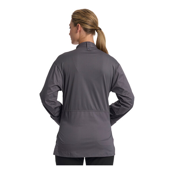 Uncommon Chef Pescara Unisex Customizable Slate Convertible Long Sleeve Chef Coat with Slate Half Mesh Back 0720 - 3X