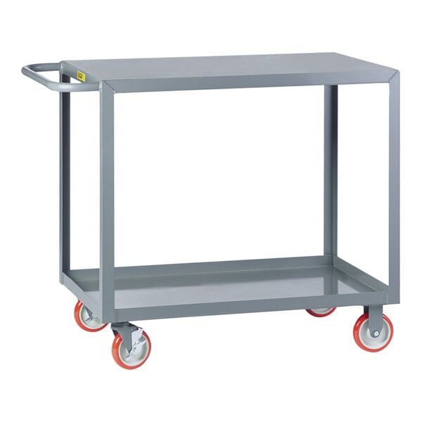 A Little Giant gray steel service cart with polyurethane wheels and brakes.