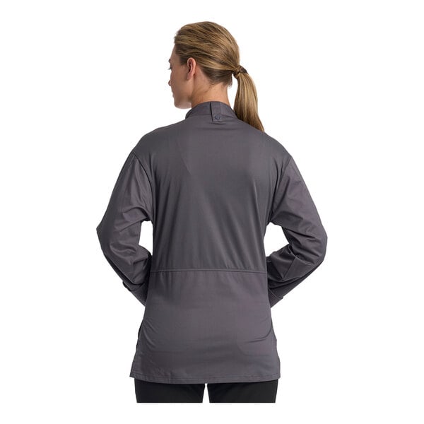 Uncommon Chef Pescara Unisex Customizable Slate Convertible Long Sleeve Chef Coat with Slate Half Mesh Back 0720 - XS