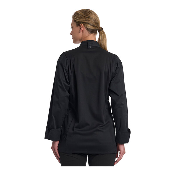Uncommon Chef Turin Unisex Customizable Black Long Sleeve Chef Coat with Black Mesh Back 0715 - 4X