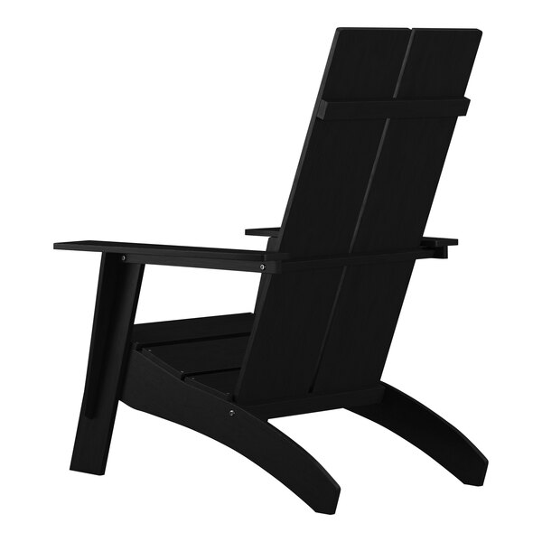 A black Flash Furniture Sawyer Adirondack chair with armrests.