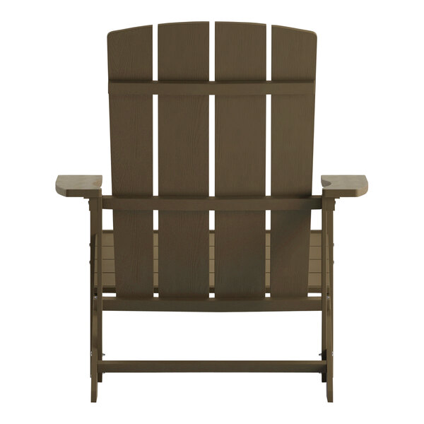 A brown Flash Furniture Charlestown Adirondack chair with a backrest.